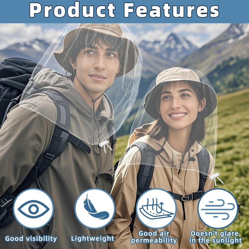 JayruiMice 2 Pack Ultra Large Mosquito Net 42x25 Inches Mosquito Head Net Oversized Insect Netting Bug Fits Most Hats for Gardening Hiking Fishing Traveling(White) - Image 4